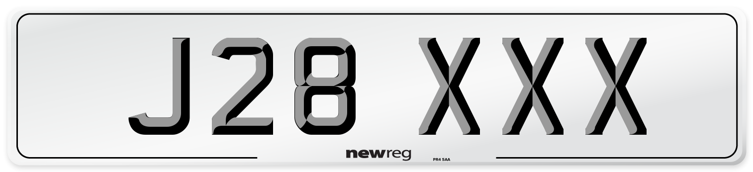 J28 XXX Number Plate from New Reg